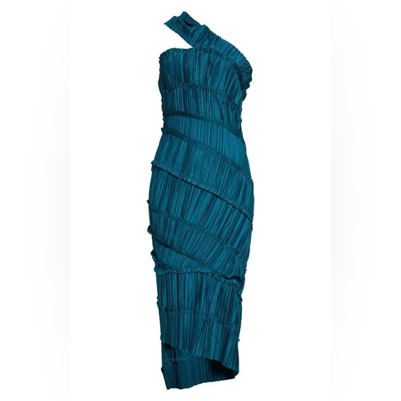 New! Cult Gaia Livia One Shoulder Asymmetric Gown in Deep Teal Seamoss 🌊🐚 XS - Picture 8 of 16